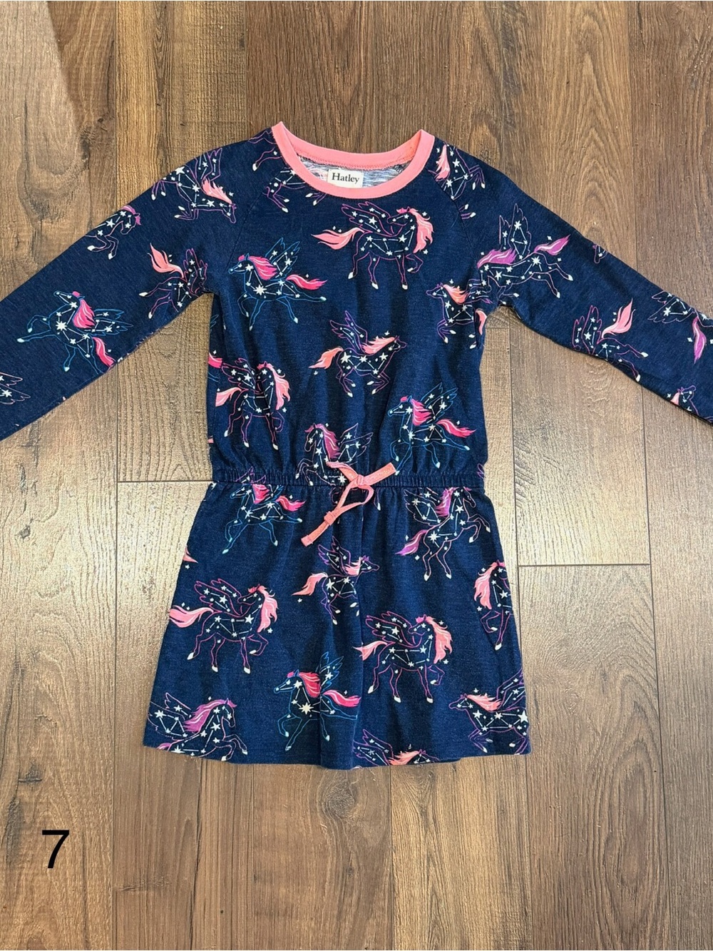 Hatley Navy Dress with Pink Unicorns